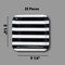 25 Count Black and White Striped Square Paper Dinner Plates Disposable 9 1/4"